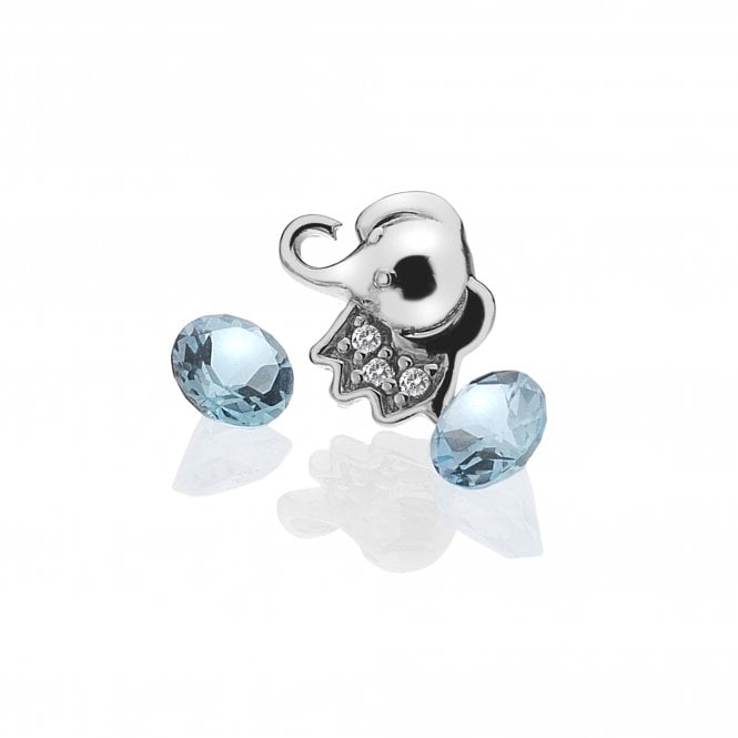hot diamonds Sterling Silver Elephant with Blue Topaz Cabochons