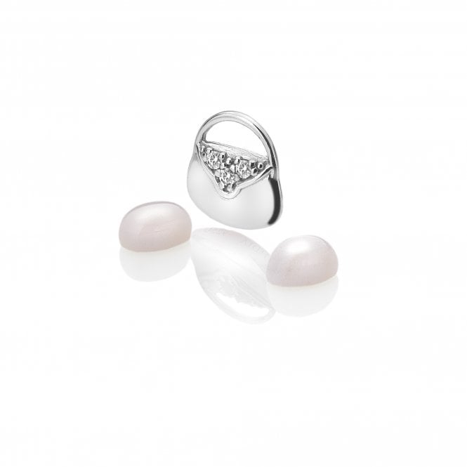 hot diamonds Sterling Silver Handbag Charm with Rose Quartz Cabochons