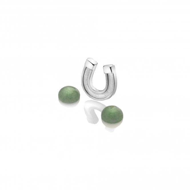 hot diamonds Sterling Silver Horseshoe Charm with Green Aventurine Cabochons