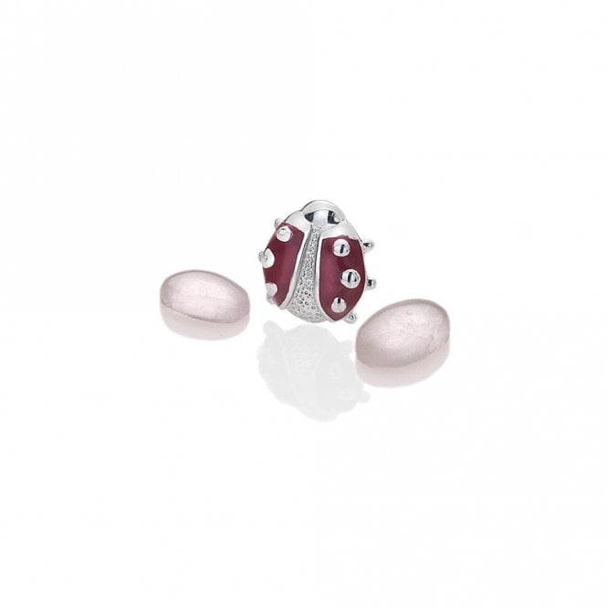 hot diamonds Sterling Silver Ladybird with Rose Quartz Cabochons