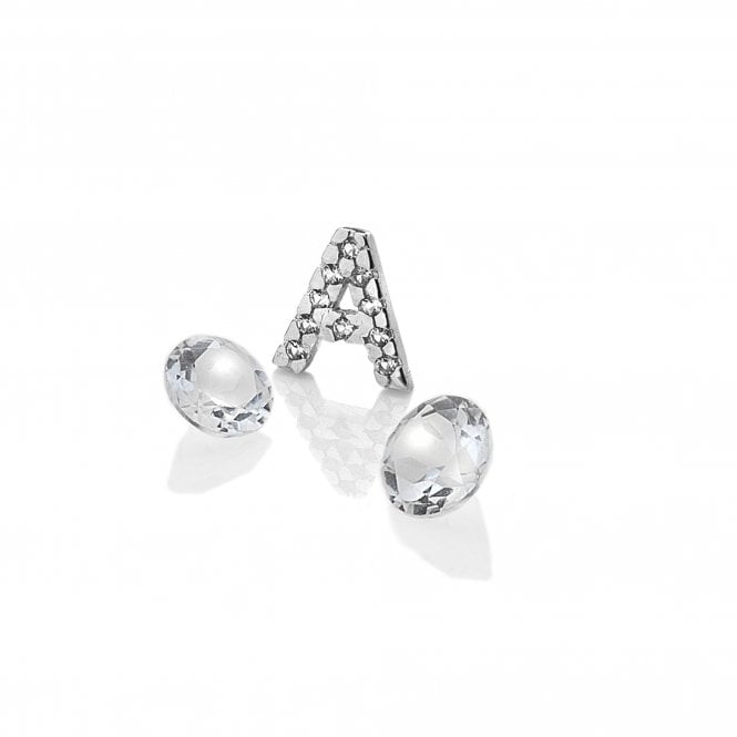 hot diamonds Sterling Silver Letter A with White Topaz Cabochons