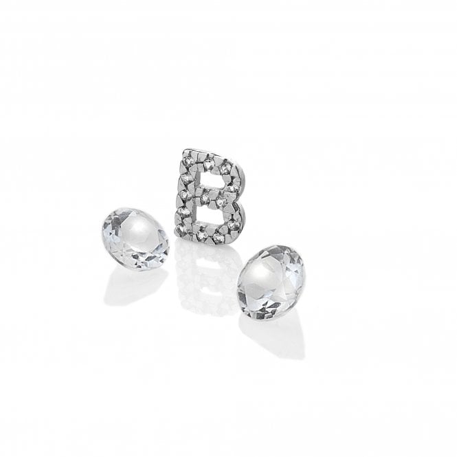 hot diamonds Sterling Silver Letter B with White Topaz Cabochons