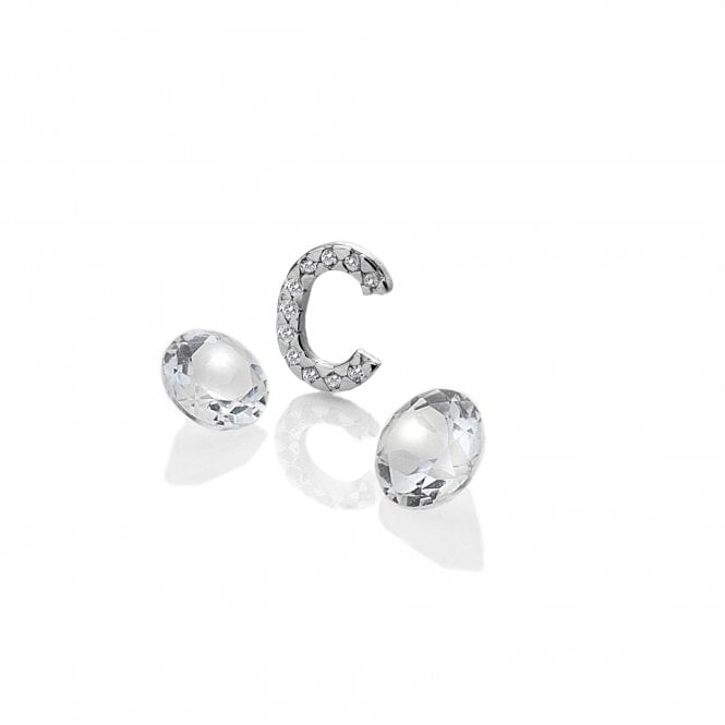 hot diamonds Sterling Silver Letter C with White Topaz Cabochons
