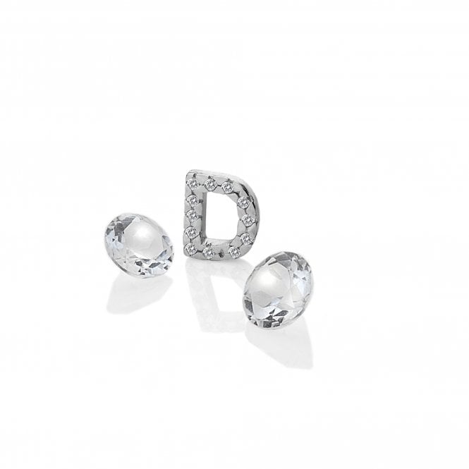 hot diamonds Sterling Silver Letter D with White Topaz Cabochons