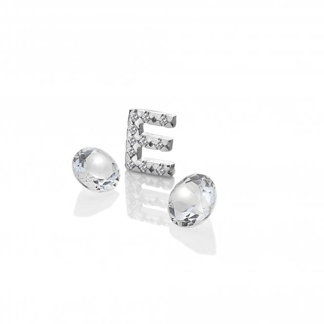 hot diamonds Sterling Silver Letter E with White Topaz Cabochons