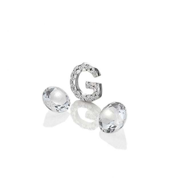 hot diamonds Sterling Silver Letter 'G' with White Topaz Cabochons