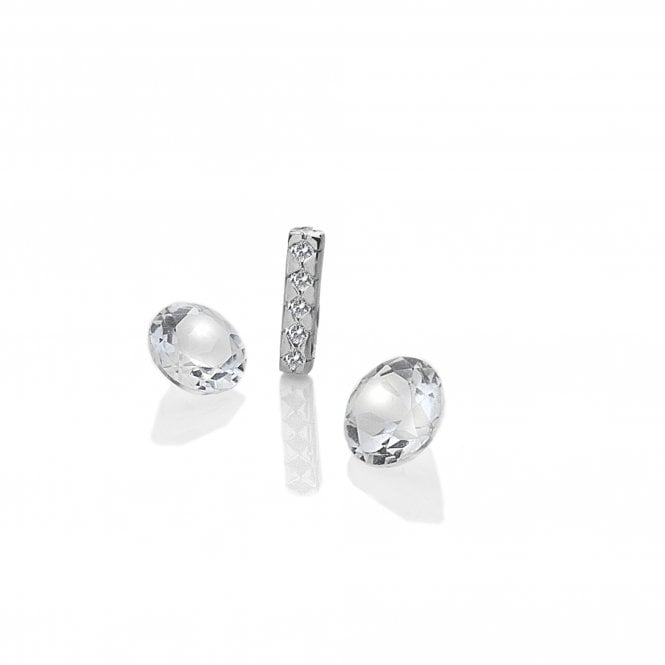 hot diamonds Sterling Silver Letter 'I' with White Topaz Cabochons