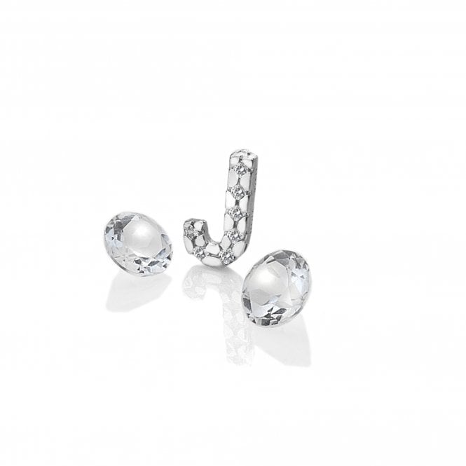 hot diamonds Sterling Silver Letter 'J' with White Topaz Cabochons