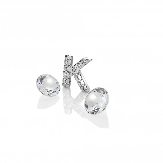 hot diamonds Sterling Silver Letter 'K' with White Topaz Cabochons