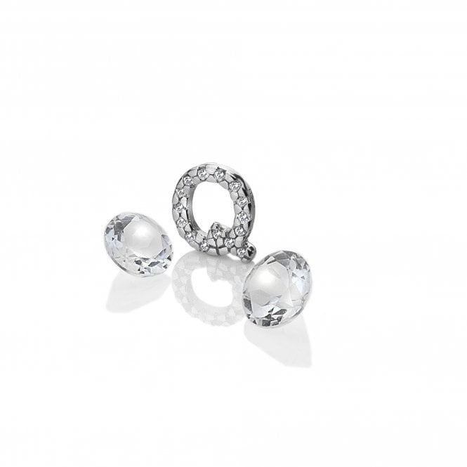 hot diamonds Sterling Silver Letter 'Q' with White Topaz Cabochons