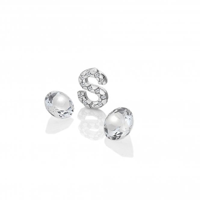 hot diamonds Sterling Silver Letter 'S' with White Topaz Cabochons