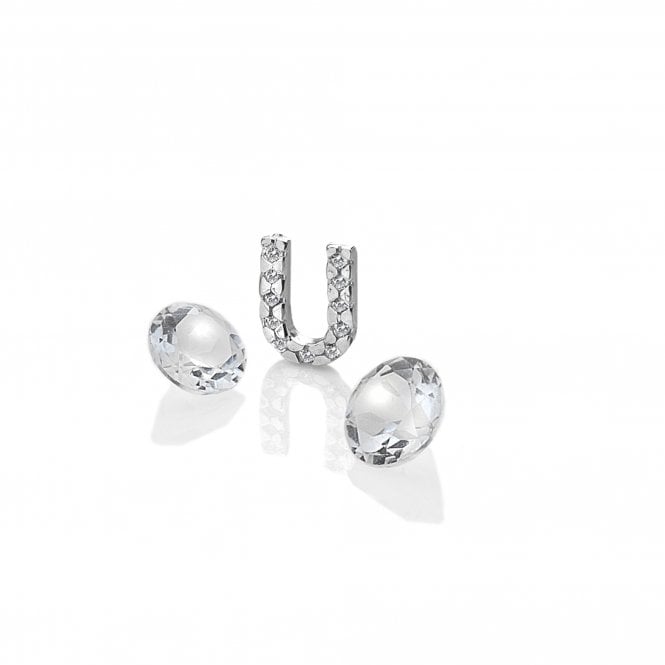 hot diamonds Sterling Silver Letter 'U' with White Topaz Cabochons
