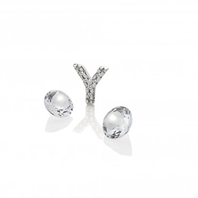 hot diamonds Sterling Silver Letter 'Y' with White Topaz Cabochons