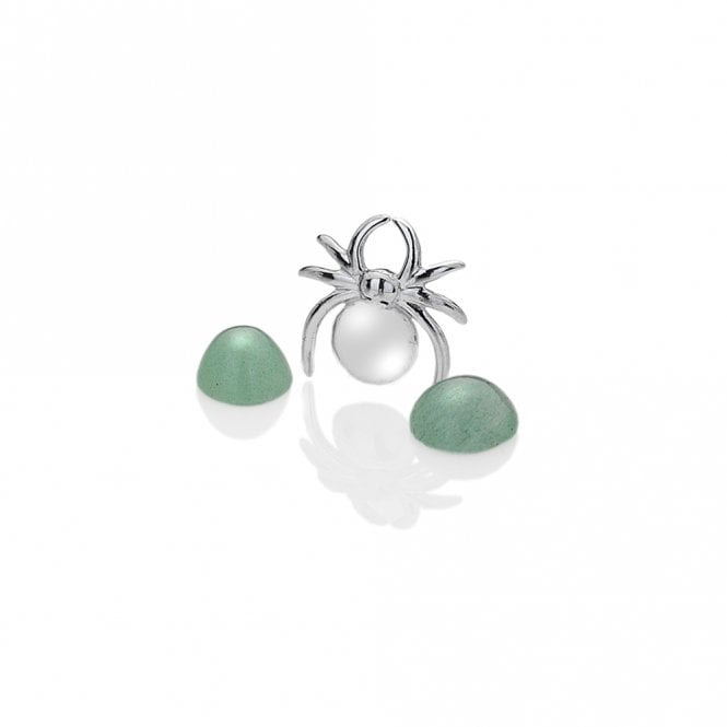 hot diamonds Sterling Silver Spider with Green Aventurine Cabochons