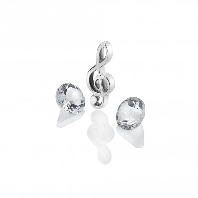 hot diamonds Sterling Silver Treble Clef Charm with White Topaz Cabochons