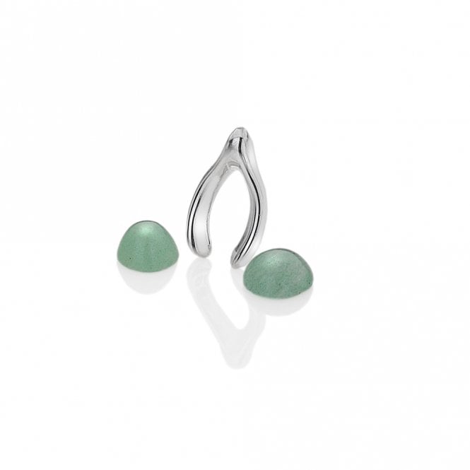 hot diamonds Sterling Silver Wishbone with Green Aventurine Cabochons