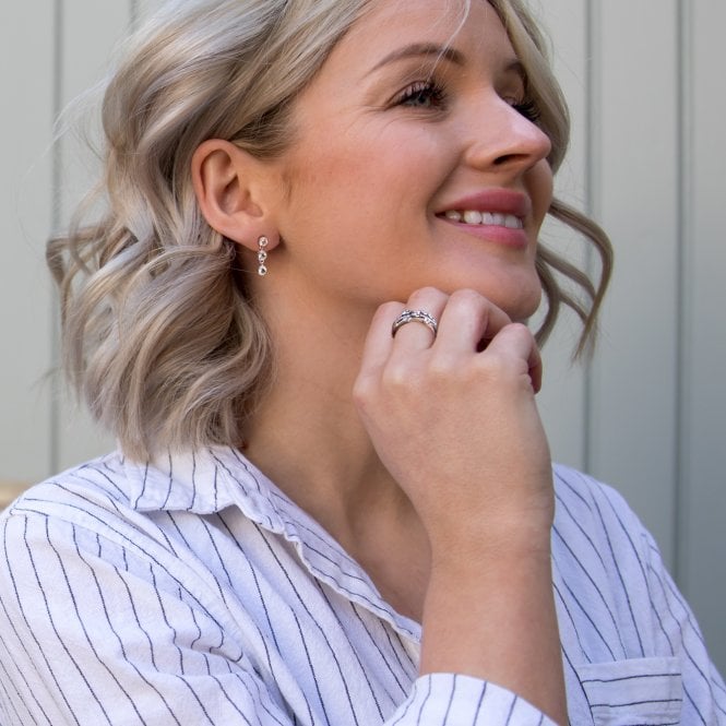 Hot Diamonds Tender White Topaz Earrings - Triple Drop