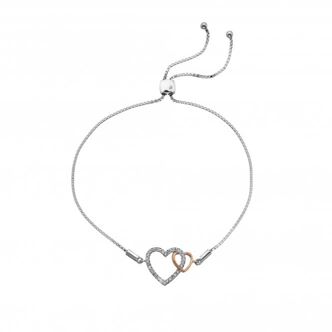 Hot Diamonds Togetherness Open Heart Bracelet - Rose Gold Plate Accents