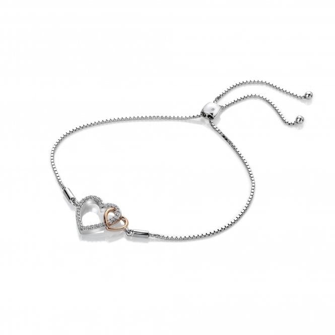 hot diamonds Togetherness Open Heart Bracelet - Rose Gold Plate Accents
