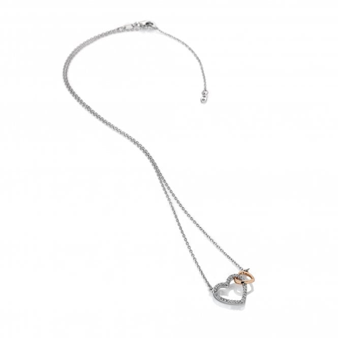 hot diamonds Togetherness Open Heart Pendant - Rose Gold Plate Accents