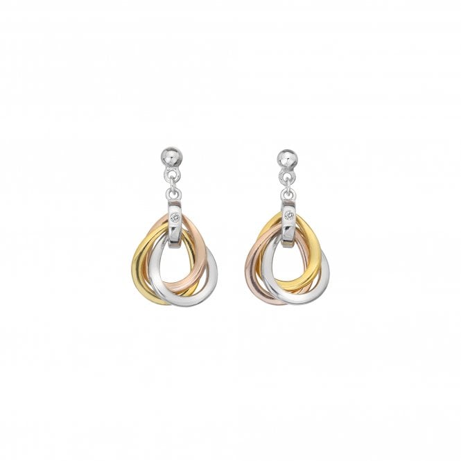 Hot Diamonds Trio Teardrop Earrings - Rose And Gold Plate Accents