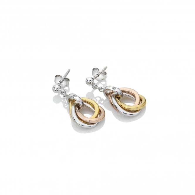hot diamonds Trio Teardrop Earrings - Rose and Gold Plate Accents