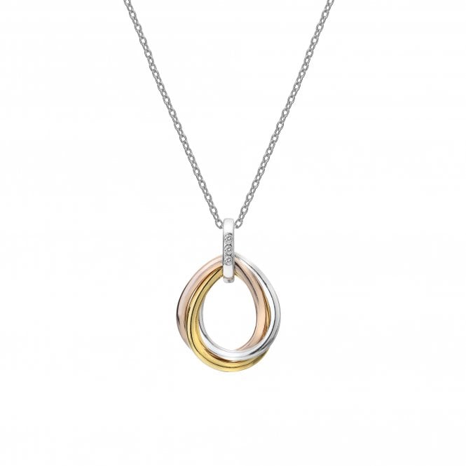 Hot Diamonds Trio Teardrop Pendant - Rose And Gold Plate Accents