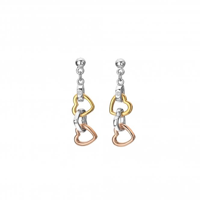 Hot Diamonds Trio Triple Heart Earrings - Gold Plated