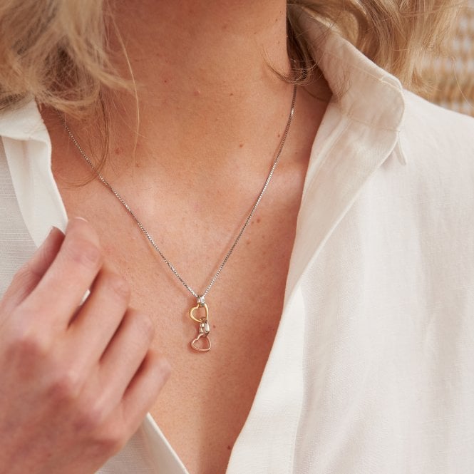 Hot Diamonds Trio Triple Heart Pendant - Rose And Yellow Gold