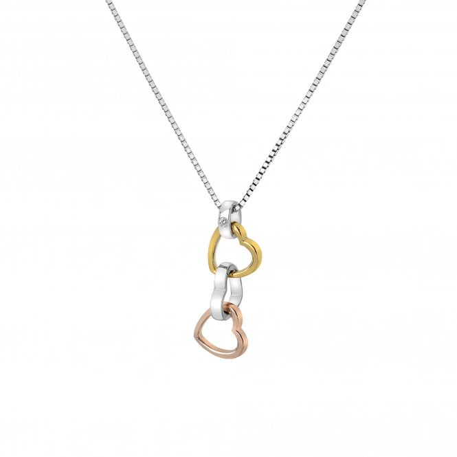 Hot Diamonds Trio Triple Heart Pendant - Rose And Yellow Gold