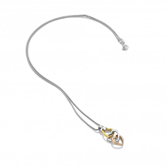 hot diamonds Trio Triple Heart Pendant - Rose and Yellow Gold