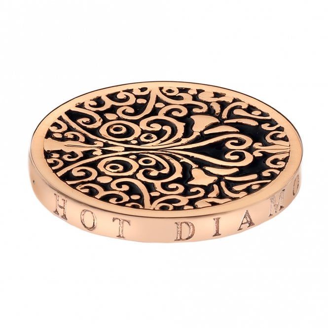 hot diamonds Victorian Ornate Rose Gold Plated Coin - 33mm
