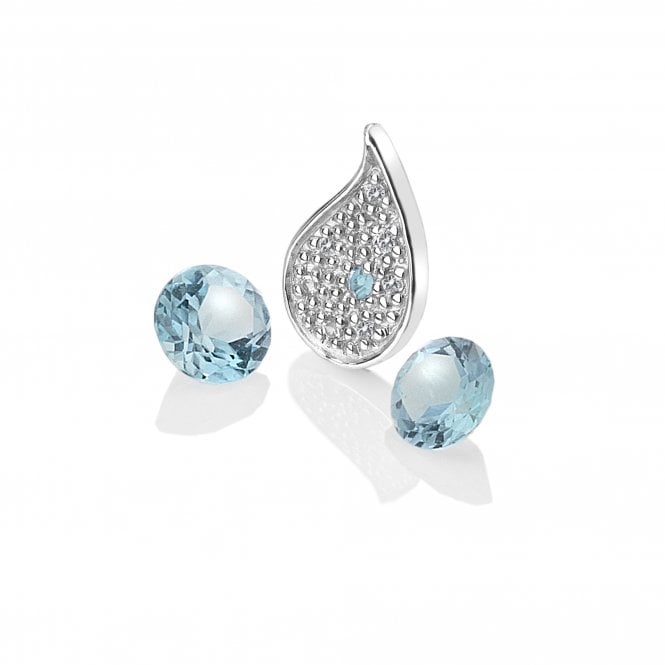 hot diamonds Water Silver Charm Blue Topaz and Blue Topaz