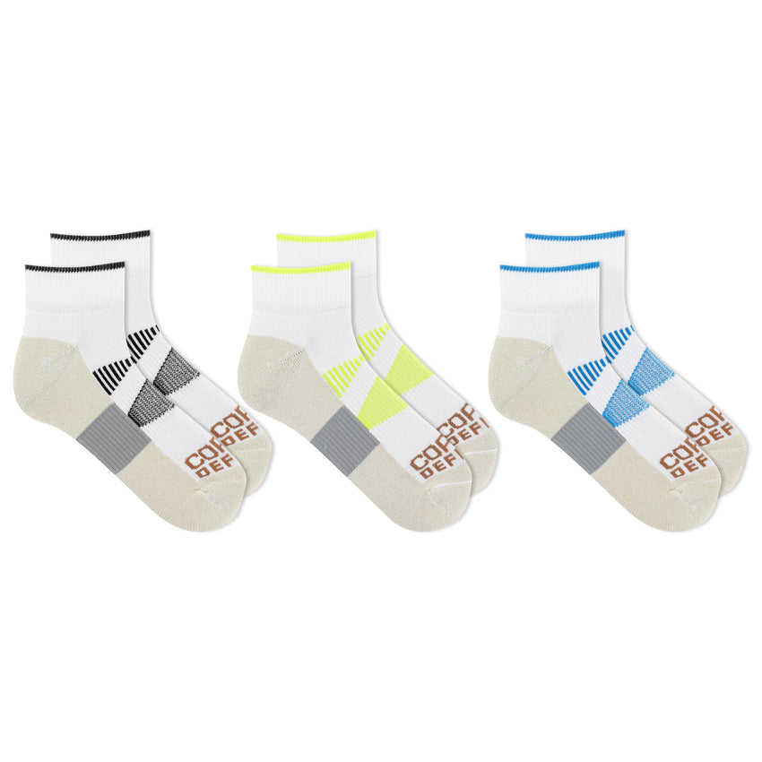 hot sox Copper Defense Active Ankle Socks 3 Pair Pack WHITE