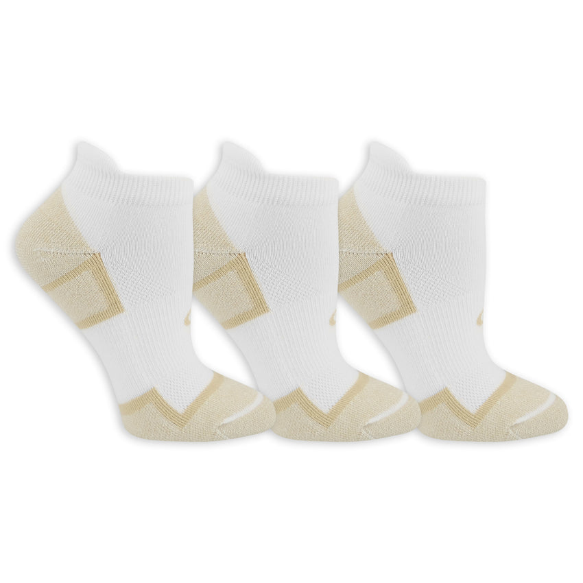 hot sox Copper Sole Women's Extreme Athletic Low Cut Socks 3 Pair Pack White