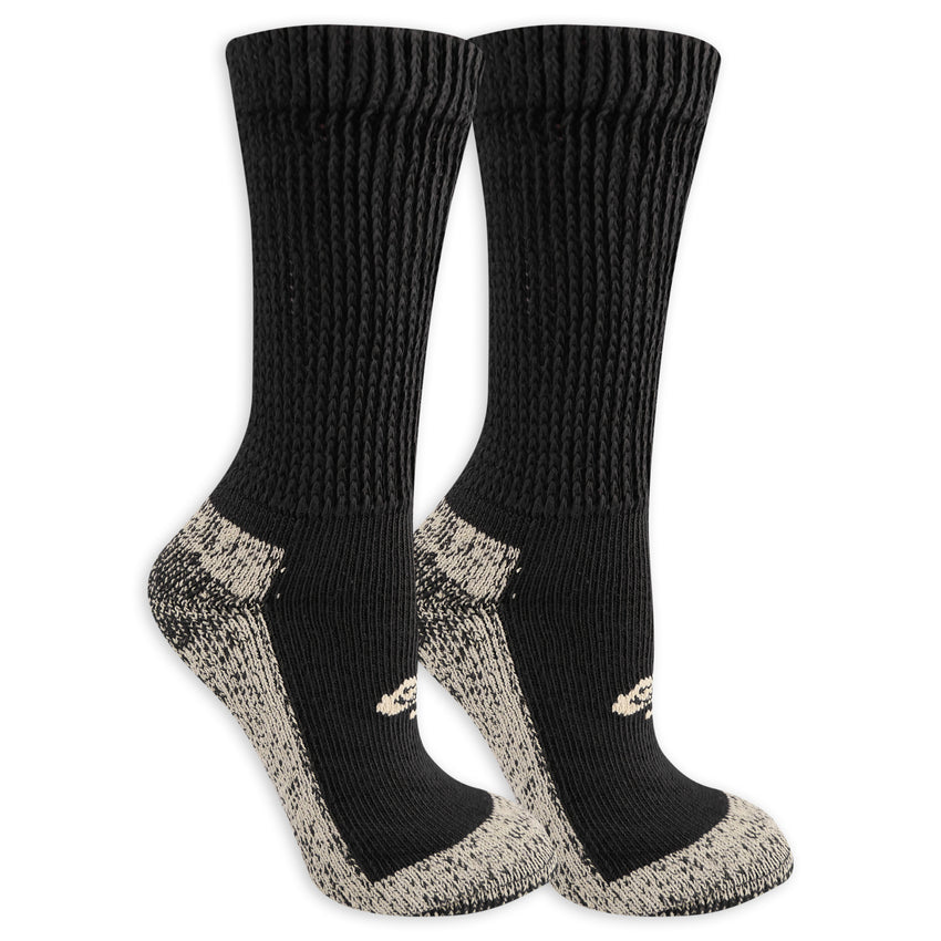 hot sox Copper Sole Women's Non-Binding Crew Socks 2 Pair Pack Black