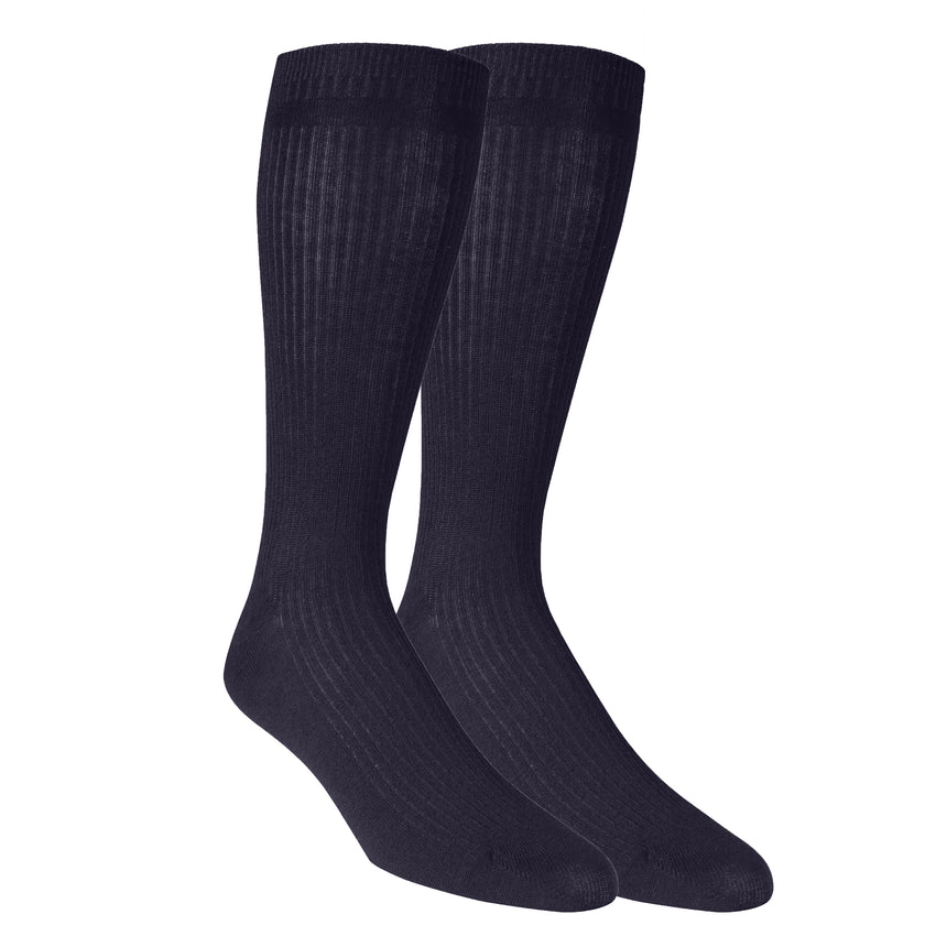 hot sox Dr. Scholl's Men's American Lifestyle Ribbed Dress Crew Socks Trouser Socks 2 Pair Pack NAVY