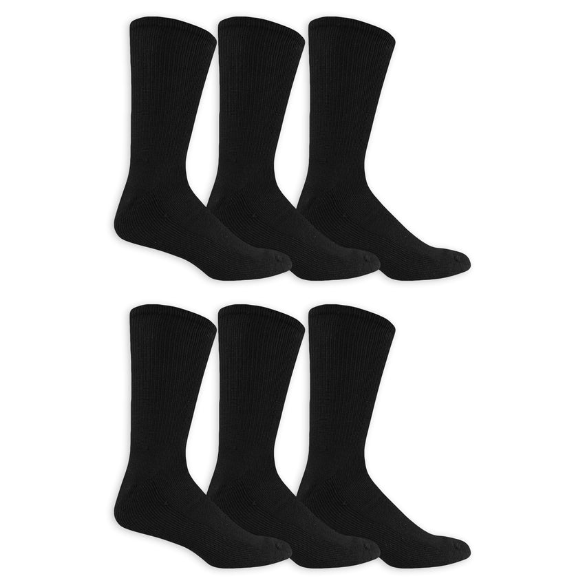 hot sox Dr. Scholl's Men's Diabetes & Circulatory Crew Socks 6 Pair Pack - Non-Binding Cushioned Comfort Black