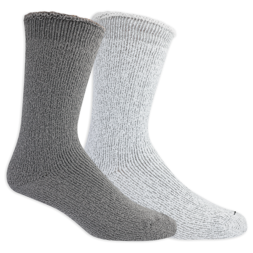 hot sox Dr. Scholl's Men's Ultimate Cozy Gripper Non-Slip Grip Cozy Comfort Crew Socks 2 Pair Pack Gray