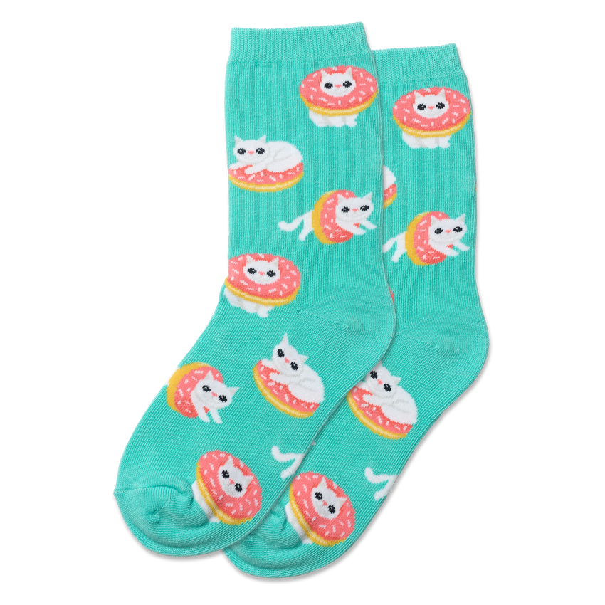 hot sox HOTSOX Kid's Donut Cat Crew Socks Mint