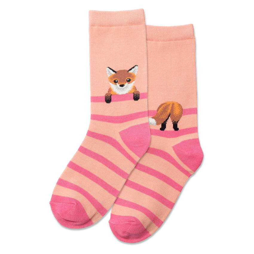 hot sox HOTSOX Kid's Fox Stripe Crew Socks Blush