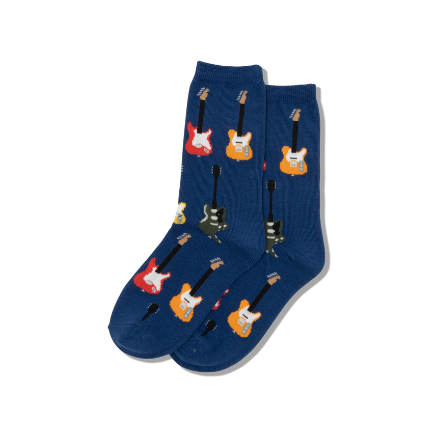 hot sox HOTSOX Kid's Guitars Crew Socks Blue