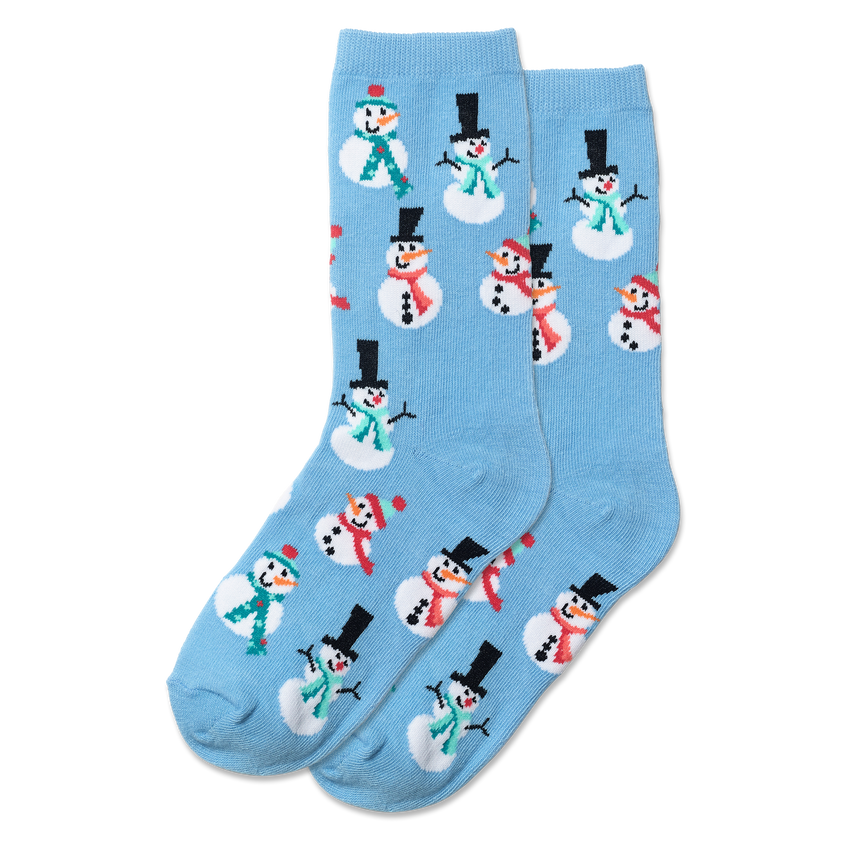hot sox HOTSOX Kid's Snowmen Crew Socks LIGHT BLUE