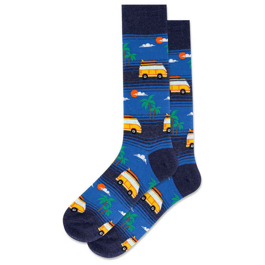 hot sox HOTSOX Men's Beach Van Crew Socks BLUE