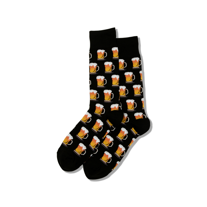hot sox HOTSOX Men's Beer Crew Socks BLACK