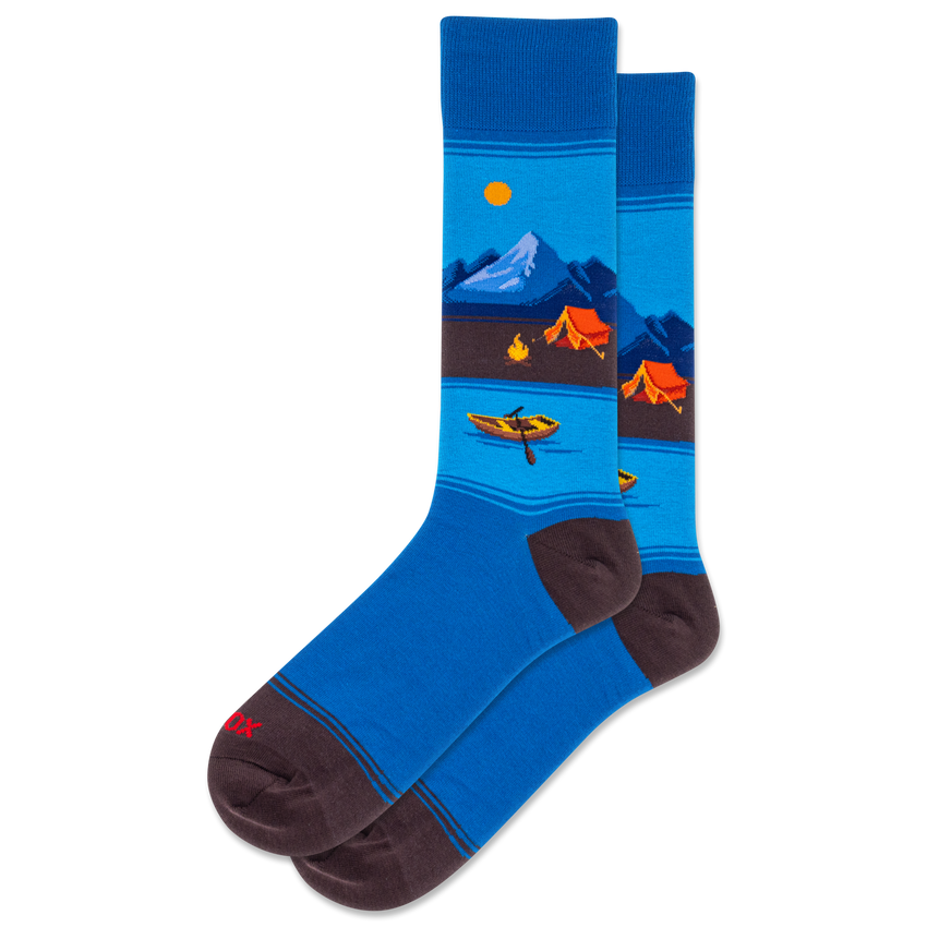 hot sox HOTSOX Men's Canoe Scenic Crew Socks Blue