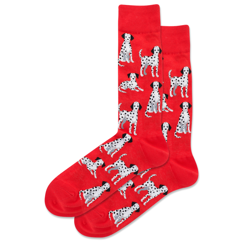 hot sox HOTSOX Men's Dalmatian Crew Socks RED
