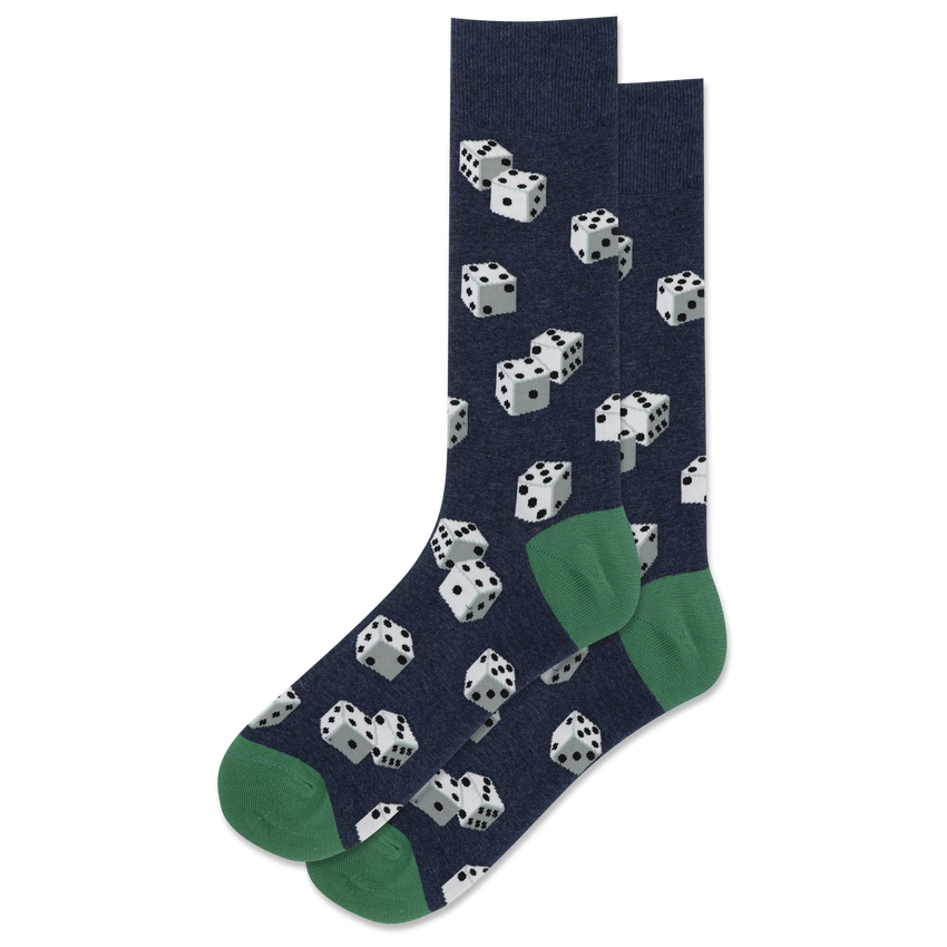 hot sox HOTSOX Men's Dice Crew Socks BLUE