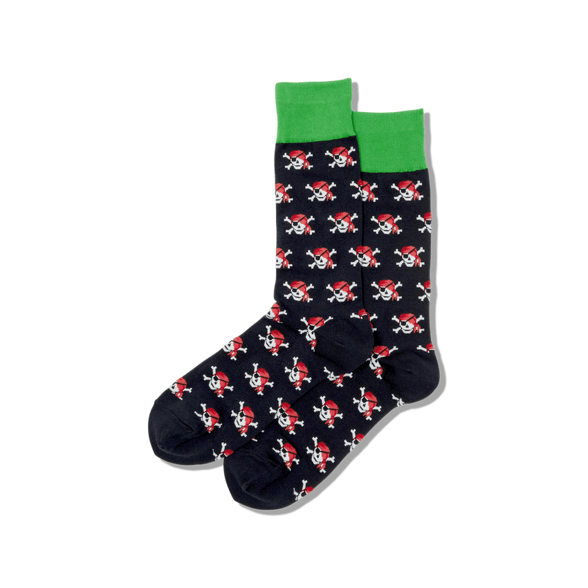 hot sox HOTSOX Men's Pirate Skull Crew Socks Navy