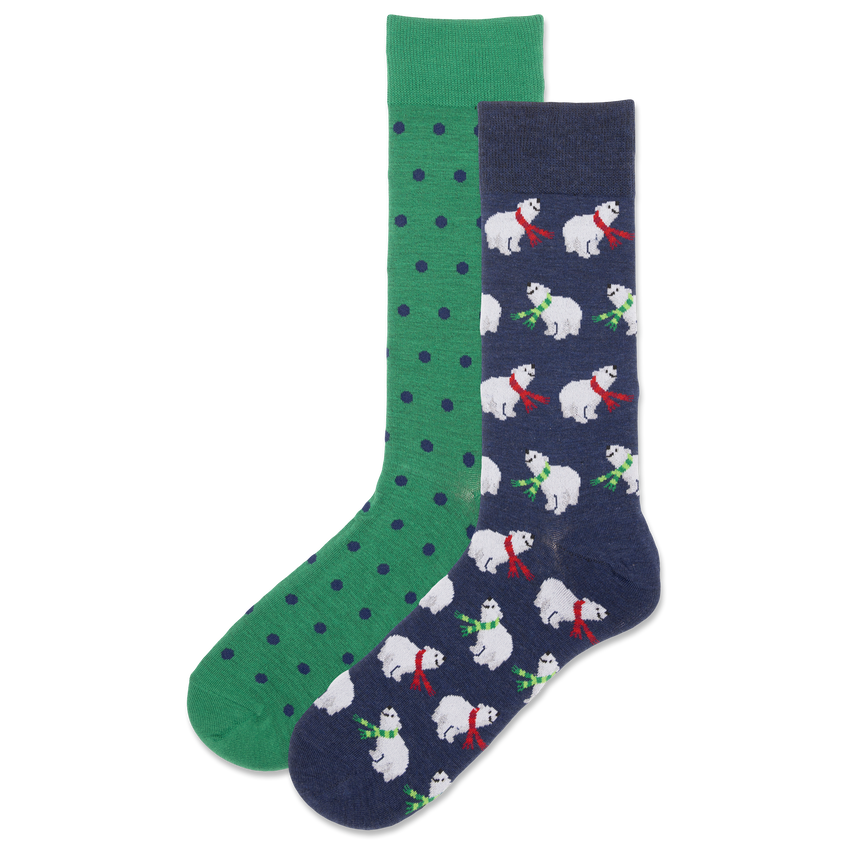 hot sox HOTSOX Men's Polar Bears Crew Socks BLUE